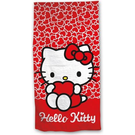 Serviette de plage - Hello Kitty Coeur - 70x140 cm
