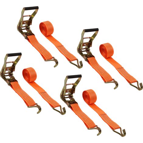 4-teiliges Auto-Spanngurt-Set mit Ratschenfunktion, hoher Tragfähigkeit (12.000 lbs Bruchfestigkeit), J-Haken, robuste Radachsen-Spanngurte (1/5)