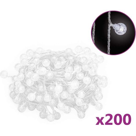 Guirlande lumineuse Globe 20 m 200 LED Blanc froid 8 fonctions