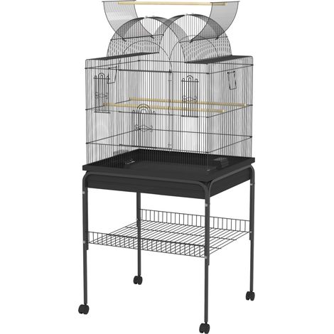 Cage à oiseaux canaris perruches mobile compartiment inférieur maillage métallique noire