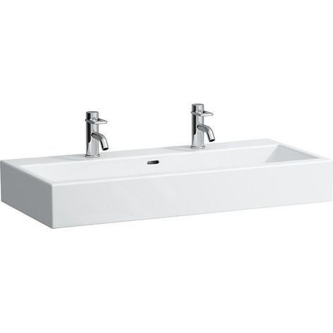 Laufen Living - Double-lavabo à poser 1000x460 mm, 2 trous pour robinetterie, blanc H8184370001071 (1/2)