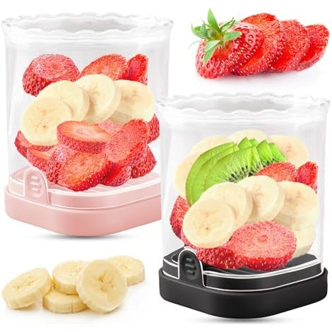 [JAMAIS UTILISÉ]Trancheuse de fruits  Trancheuse de fraises  Trancheuse de bananes  Coupe-raisin  Trancheuse à œufs  Coupe-fruits amovible avec plaque de poussée  Gadget de cuisine créatif (noir + ros (1/5)