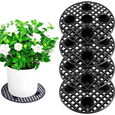 élévateurs Pot Fleurs Maille Pad - Tapis Ronde De Drainage en Plastique pour Intérieur Terrasse Bonsai Extérieur Coupe Jardin à Plantes Protection Sol, Diameter:20cm, 4 Pcs (1/5)