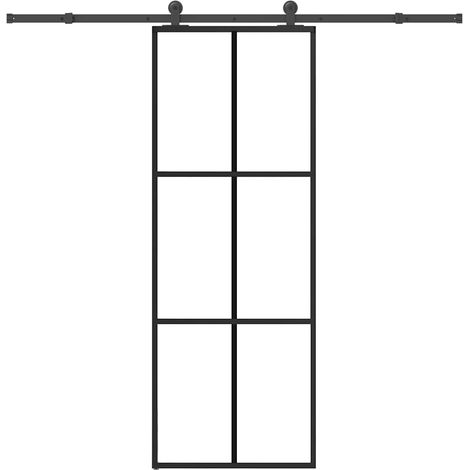 Schiebetür mit Beschlag 76x205 cm ESG-Glas & Aluminium