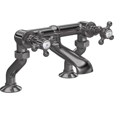 Hudson Reed Topaz Bath Filler Tap Pillar Mounted - Brushed Pewter (1/2)
