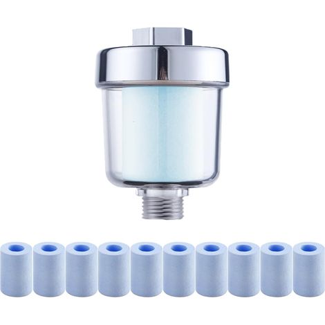 Filtre de douche avec 10 filtres bleus remplaçables,Filtre anti calcaire douche pour robinets ou douche,Filtration efficace des Impuretés dans L'eau (1/4)
