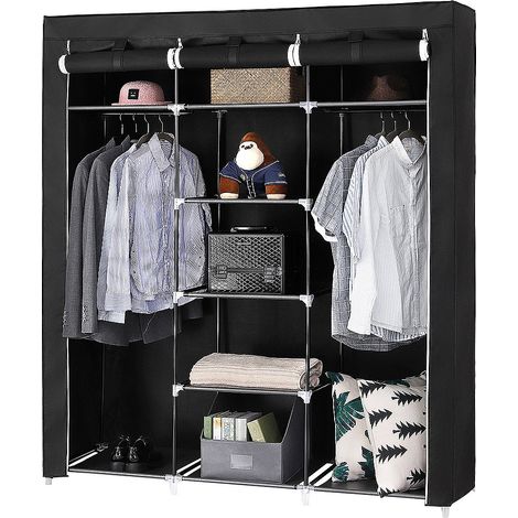 Armario de Tela Plegable Ropa Organizador Closet portátil Guardarropa negro (1/5)