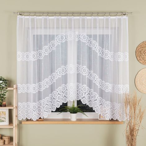 MALWINA - Cortina jacquard confeccionada con corte en la parte inferior - 310x160 cm - blanco (1/5)