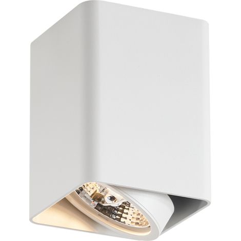 QAZQA Diseño Foco de superficie de diseño blanco GU10 70mm giratorio e inclinable - Vox Aluminio Rectangular Adecuado para LED Max. 1 x 10 Watt