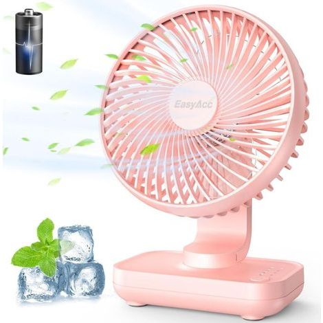 Ventilateur portable USB avec batterie 4000 mAh, petit et silencieux, pour bureau, 4 vitesses, base compacte, idéal pour la maison, le bureau, la chambre, et les espaces extérieurs (1/5)