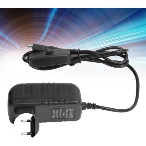 Alimentation Secteur 5V 3A pour Raspberry Pi avec Interrupteur, Câble Micro USB Intégré, 100‑240V Prise EU
