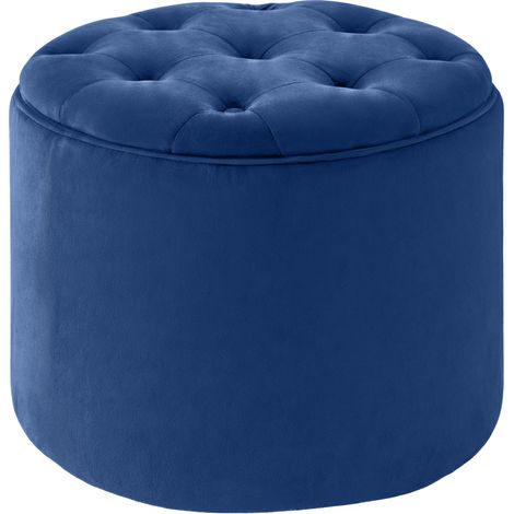 Élégant récipient en velours pouf avec couvercle piquier dans différentes couleurs colore : bleu (1/5)