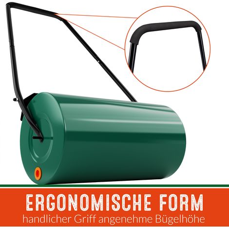 GARDEBRUK® Rasenwalze 60cm 50L gepolsterter Griff Schmutzabweiser befüllbar Handwalze Rasenroller Gartenwalze Ackerwalze