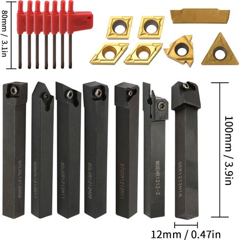 7-teiliges Set, 12 mm Durchmesser, 7 Werkzeughalter, 7 Klingen
