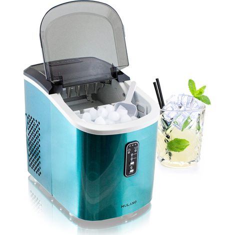 Mulano Eiswürfelmaschine Edelstahl Eiswürfelbereiter Eiswürfel Ice Maker Eis Maschine Icemaker (Blau)