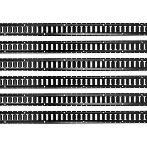 Kit de rails d'arrimage E-Track, 6 rails de 1,5 m, 26 pièces avec 2 sangles à cliquet, 6 anneaux en O, 6 attaches avec anneau en D, 12 embouts, pour garages, fourgons, remorques, motos. (1/5)