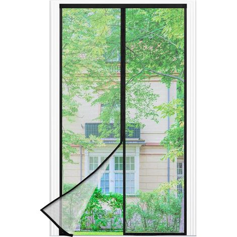 Moustiquaire Porte Fenêtre, 80 x 220 CM - Maille Fine NOIRE Rideau Anti Mouche, Se Ferme Tout Seul, La Bande Ve1cro au Sommet du Volet Magnétique a Été Élargie à 3,8 CM (1/5)