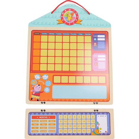 Tableau de responsabilités magnétique pour enfants – Système de récompense de comportement réutilisable, effaçable et imperméable en bois de tilleul, planificateur de corvées familial (1/5)