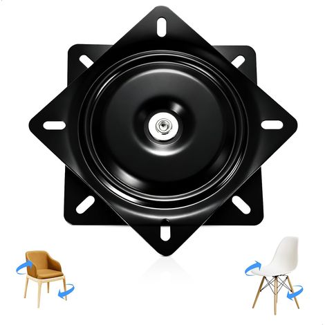 Plateau Tournant 360° en Acier Capacité 260kg, 156x156x22mm pour Meubles Tabourets Tables Étagères TV Rotation Fluide Pivotant Résistant Noir 6 inch (1/5)