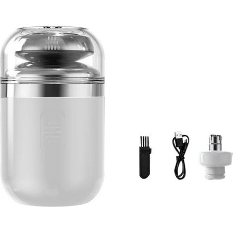 Rasoir Électrique Portable 2 en 1 Tondeuse à Poils de Nez Rasoir Électrique Rechargeable Capsule Rasoir de Voyage A (1/4)