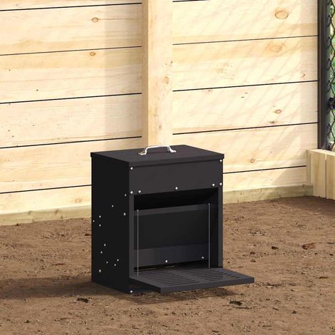 Hühnertretfeeder Schwarz 33 x 42 x 40 cm Kaltgewalzter Stahl