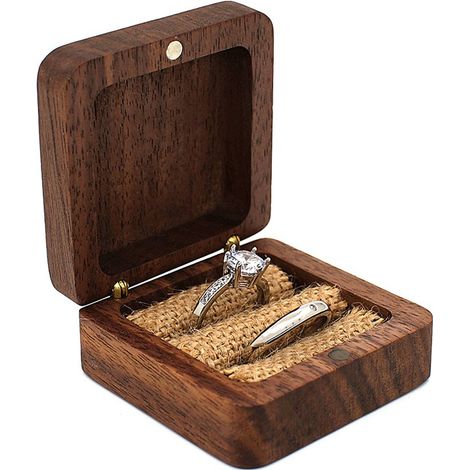 Portagioie in legno - Matrimonio - Proposta di matrimonio - Portagioie - Matrimonio - Portagioie per orecchini - Portagioie di lusso - Legno di noce (1/5)