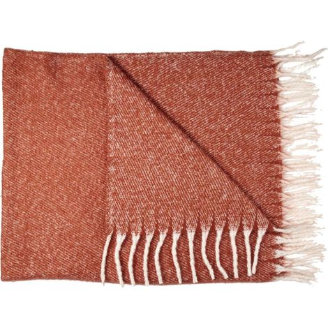 Plaid 120x150cm Chiné Terracotta avec Franges Blanches (1/3)