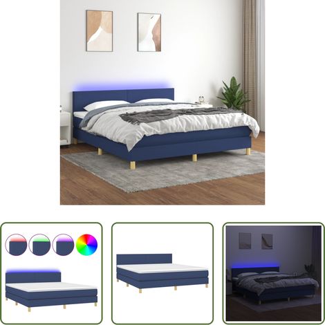 vidaXL LED -  Boxspringbett mit Matratze & LED Blau 180x200 cm Stoff (1/5)