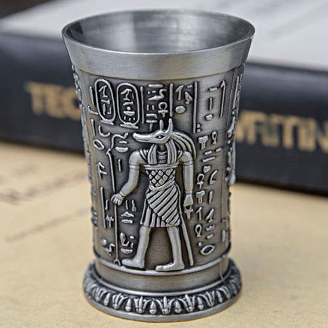 Tasse à shooter vintage en étain, verre miniature gravé main, décoration cadeau rétro pour collection