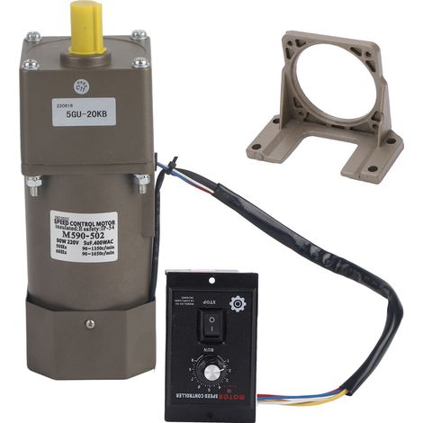 Moteur électrique 220V 90W Monophasé à engrenages, vitesse variable réglable, réducteur 20K, usage industriel (1/5)