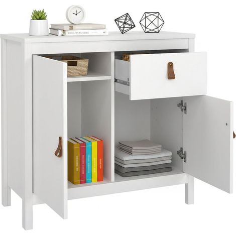 Dmora - Credenza Romagna, Buffet da soggiorno, Madia da salotto, Dispensa da cucina, 82x38 h80 cm, Bianco