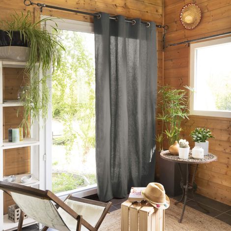 Rideau tamisant à œillets 140x260 anthracite