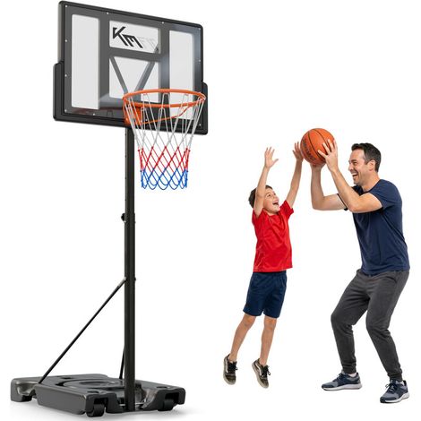 KM-Fit Basketballständer höhenverstellbar 135–305 cm mit Federkorb stabil mobil wetterfest Outdoor Training Set Garten (1/5)