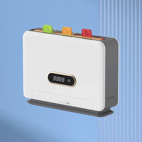 Porte-couteaux intelligent avec rangement pour planches à découper, nettoyage UV, porte-ustensiles de cuisine intégré pour plan de travail, blanc (1/5)