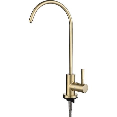 Robinets de cuisine Robinet filtre à eau, robinet filtre à eau froide simple à col de cygne pour évier de cuisine, or rose (couleur : or) (1/4)