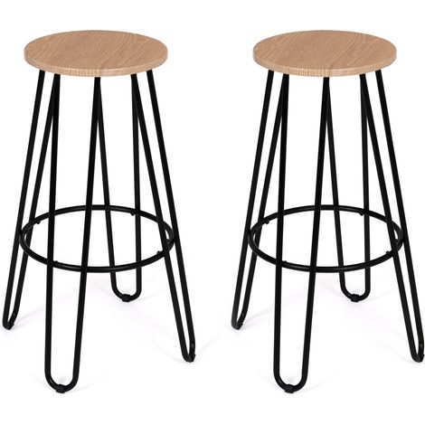 Set di 2 sgabelli da bar, sedile rotondo di design industriale DETROIT