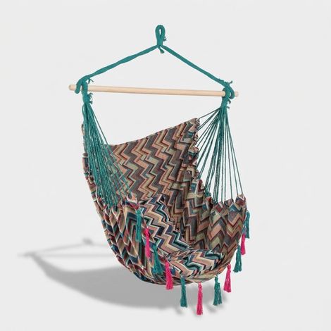 Hamac suspendu en tissu avec coussin Santander Zigzag - Multicolore 1 (1/4)