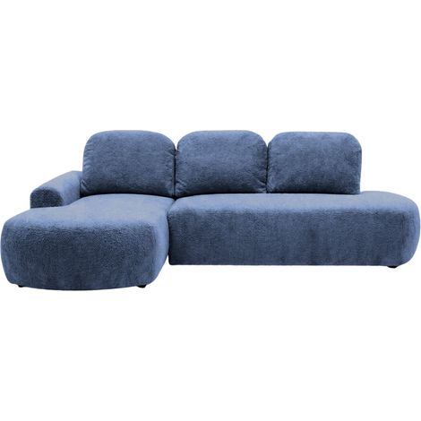 COLIN - Canapé d'angle tissu texturé 3 places Bleu Droit (1/5)