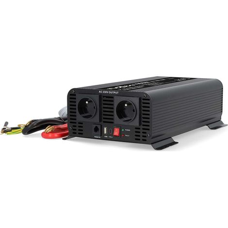 Convertisseur de tension pur sinus Tension d'entrée: 12 V DC Connexion (s) de sortie d'alimentation de l'appareil: Type E (CEE 7/5) / USB-A / 1x USB-C™ 230 V AC 50 Hz 1000 W Puissance de sortie maxima