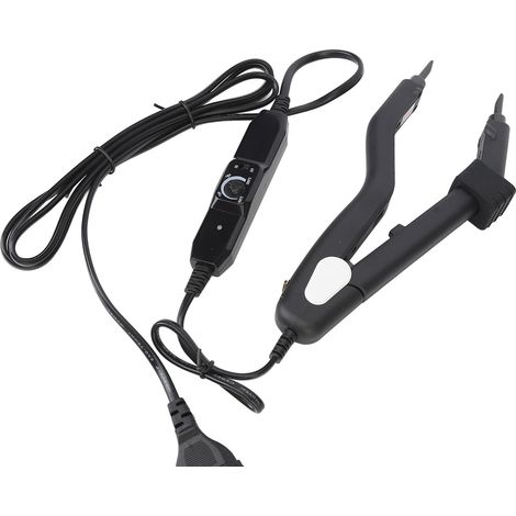 Outil de pose d'extensions capillaires à température réglable, fer à souder, connecteur pour extensions à la kératine, noir, prise américaine (1/5)