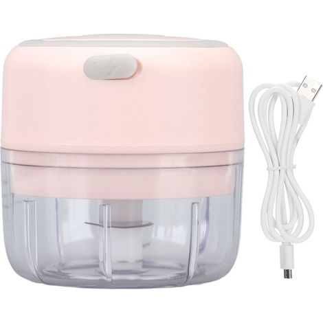 Hachoir à Ail Électrique Mini USB Rechargeable 100ml en Acier Inoxydable Rose (1/5)