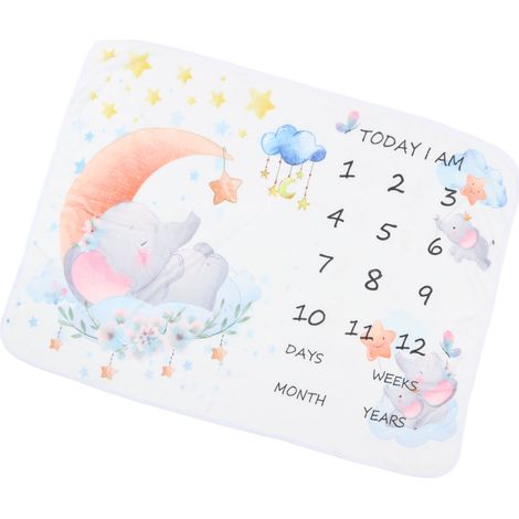 Monatliche Meilenstein-Decke für Babys (Jungen und Mädchen) – eine Fotodecke für Neugeborene aus weichem Flanell mit Elefantenmuster. (1/5)