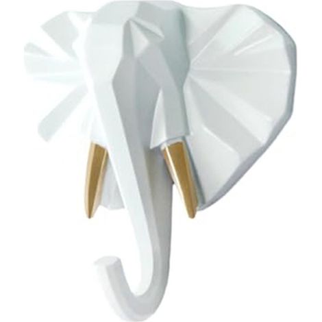 color: White gold Material: Resin Creative decorative animal-shaped clothing hook, no drilling required, elephant design (1/5)