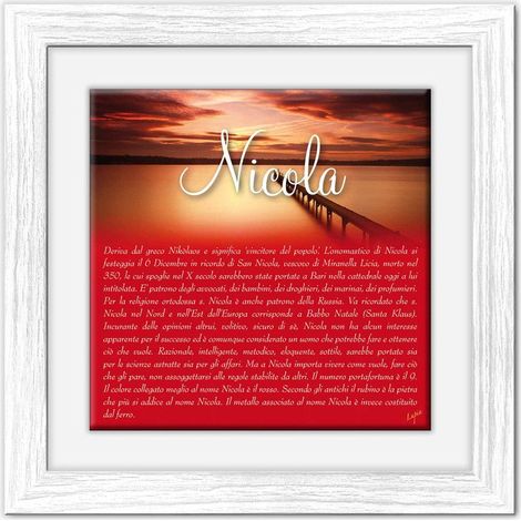 Lupia - Quadro mattonella Ceramica Modern White 29x29 cm con significato del nome Nicola (1/4)