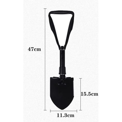 Pala pieghevole multifunzione grande da 47 cm con borsa portaoggetti, pala da campeggio per scavare/scavare/tagliare/piallare/segare il legno, pala pieghevole (1/4)