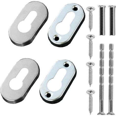 Caches Serrure Ovales - 1 Paire - Acier Inoxydable Mat - Protection Cylindre - Portes Intérieures Extérieures - 62x31 mm (1/5)