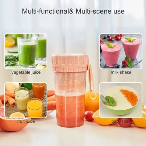 Blender Portable, Mini Fruit Juicer 300ml, USB Rechargeable Smoothie et Milkshake Blender avec 4 Lames, pour la Maison, Rose (1/4)