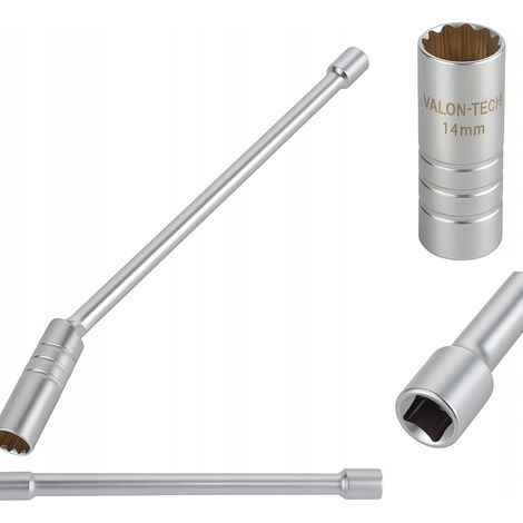 Chiave a bussola per candele a parete sottile da 14 mm (3/8") con magnete e snodo