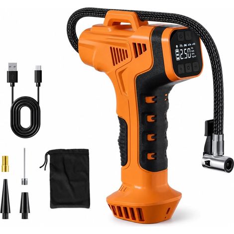 Gonfleur Pneus Voiture, Gonfleur Pneus Voiture sans Fil, Gonfleur Pneu Voiture, Compresseur Voiture, Gonfleur Electrique Pneu, Compresseur À Air Portatif, Type-C, pour Auto, Moto, Vélo (1/5)