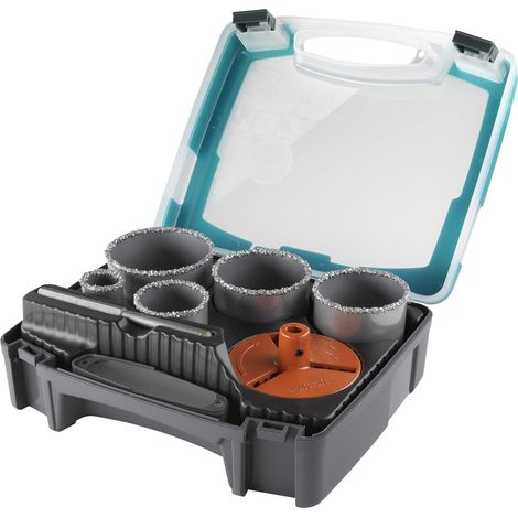 wolfcraft - Set di seghe a tazza multi-lama - Diametro 33, 53, 68, 73, 83 mm - Profondità di taglio 55 mm. Punta di centraggio - cod. 3464000 (1/5)